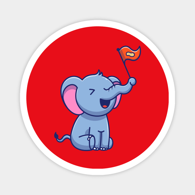 Cute Elephant With Nut Flag Cartoon Magnet by Catalyst Labs